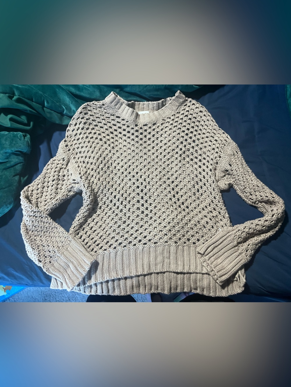Abercrombie & Fitch Light tan Open-Weave Crewneck Sweater